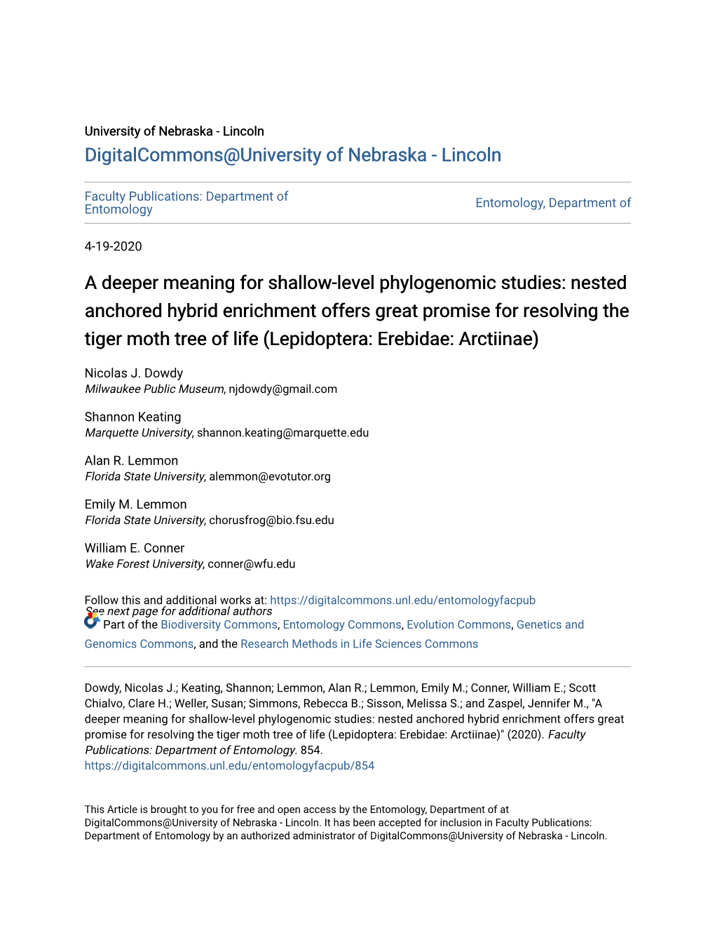 Nested Anchored Hybrid Enrichment Offers Great Promise for Resolving the Tiger Moth Tree of Life (Lepidoptera: Erebidae: Arctiinae)