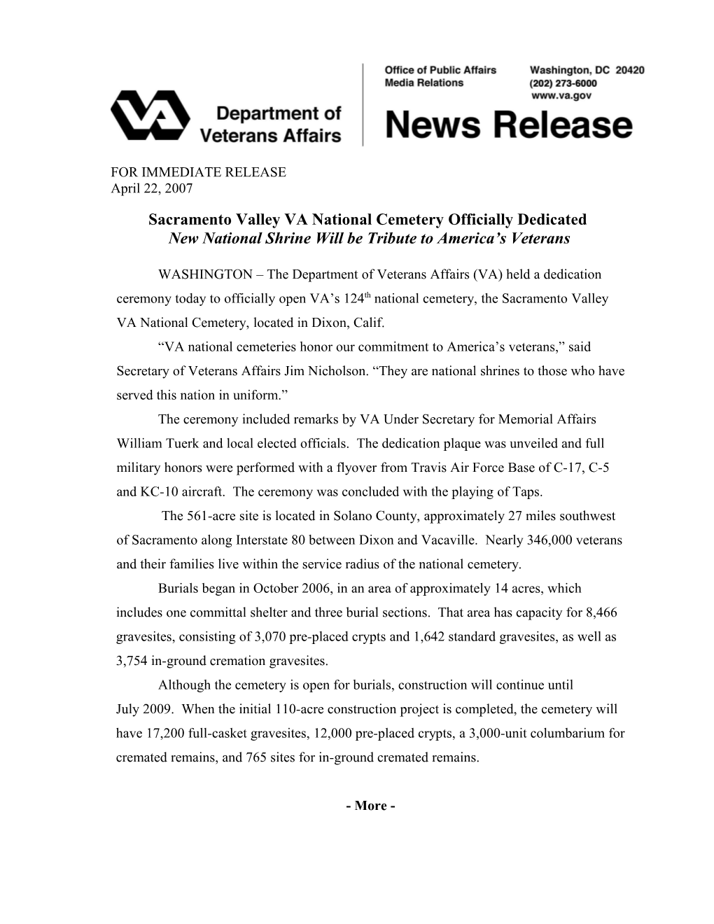 For Immediate Release s267