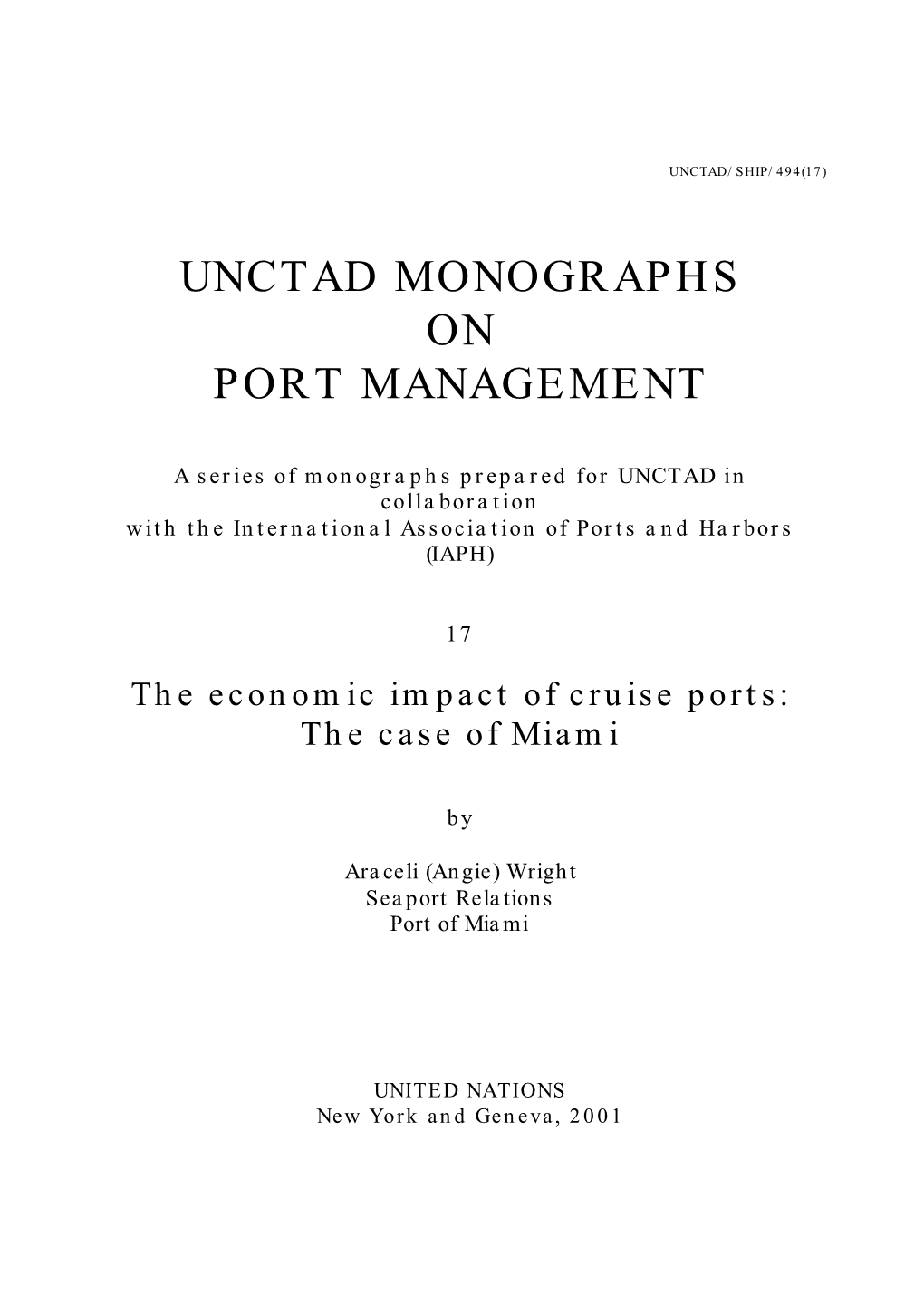 Unctad Monographs on Port Management