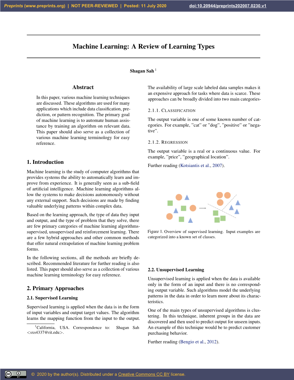 Machine Learning: a Review of Learning Types