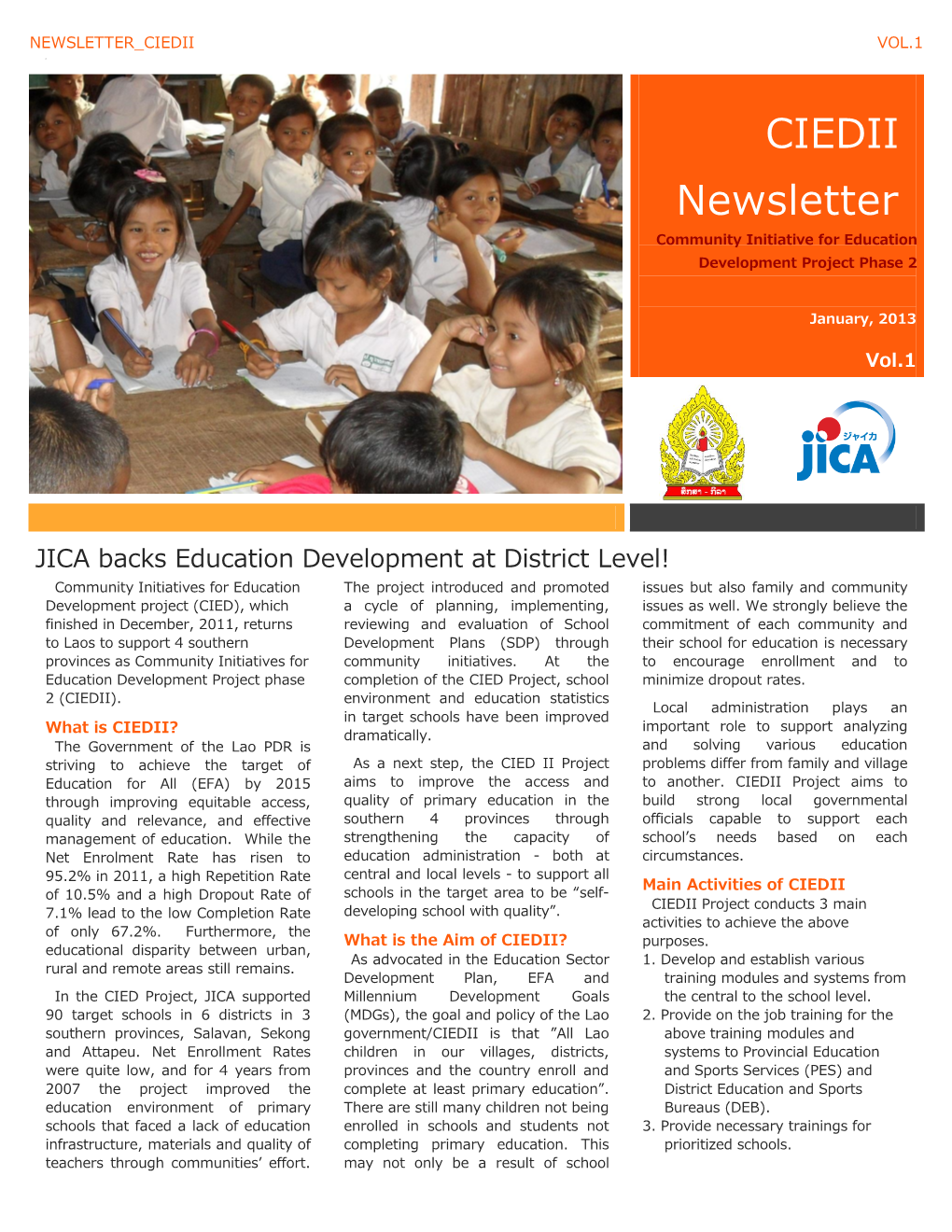 CIED II Newsletter Vol. 1 (2013-09-13) (PDF/717KB)