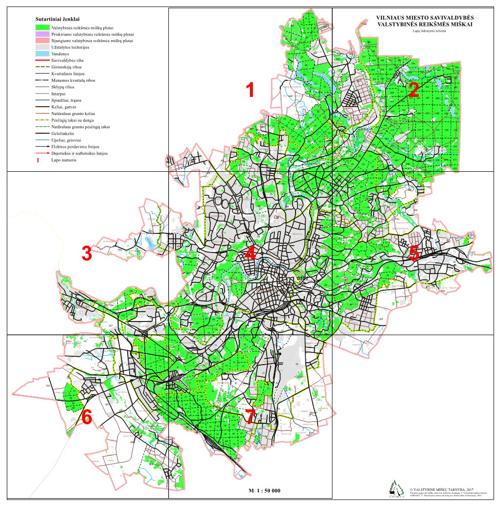 M 1 : 50 000 Vilniaus Miesto Savivaldybės Valstybinės