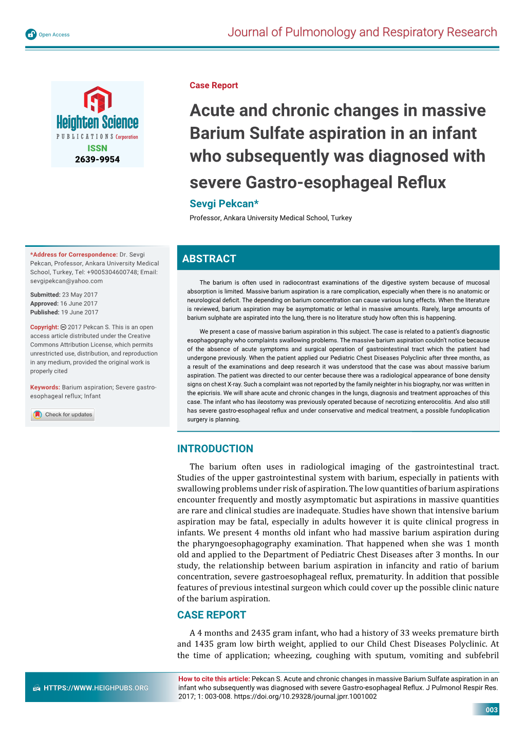 Acute and Chronic Changes in Massive Barium Sulfate Aspiration in An
