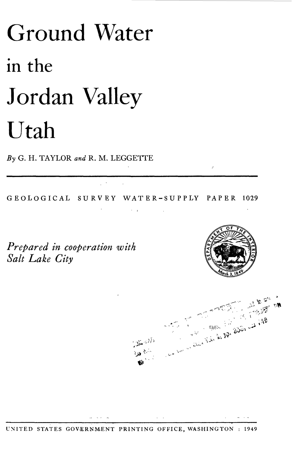 Ground Water Jordan Valley Utah