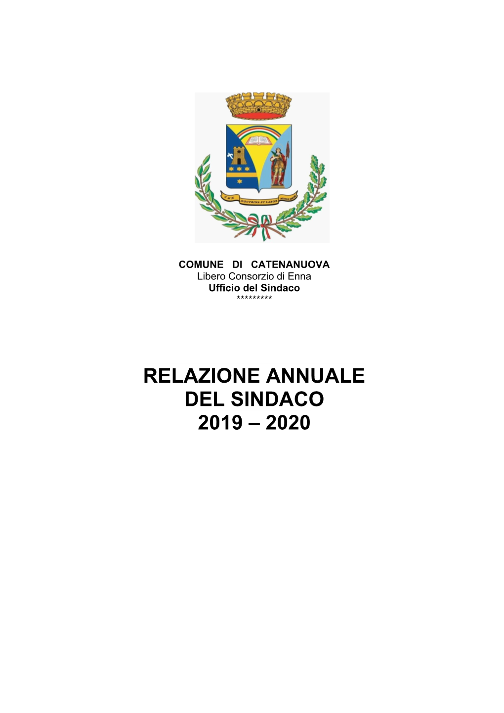 Relazione Annuale Del Sindaco 2019-2020