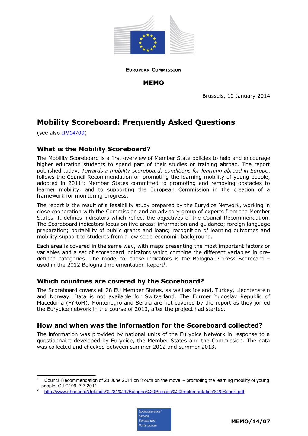 Mobility Scoreboard: Frequently Asked Questions