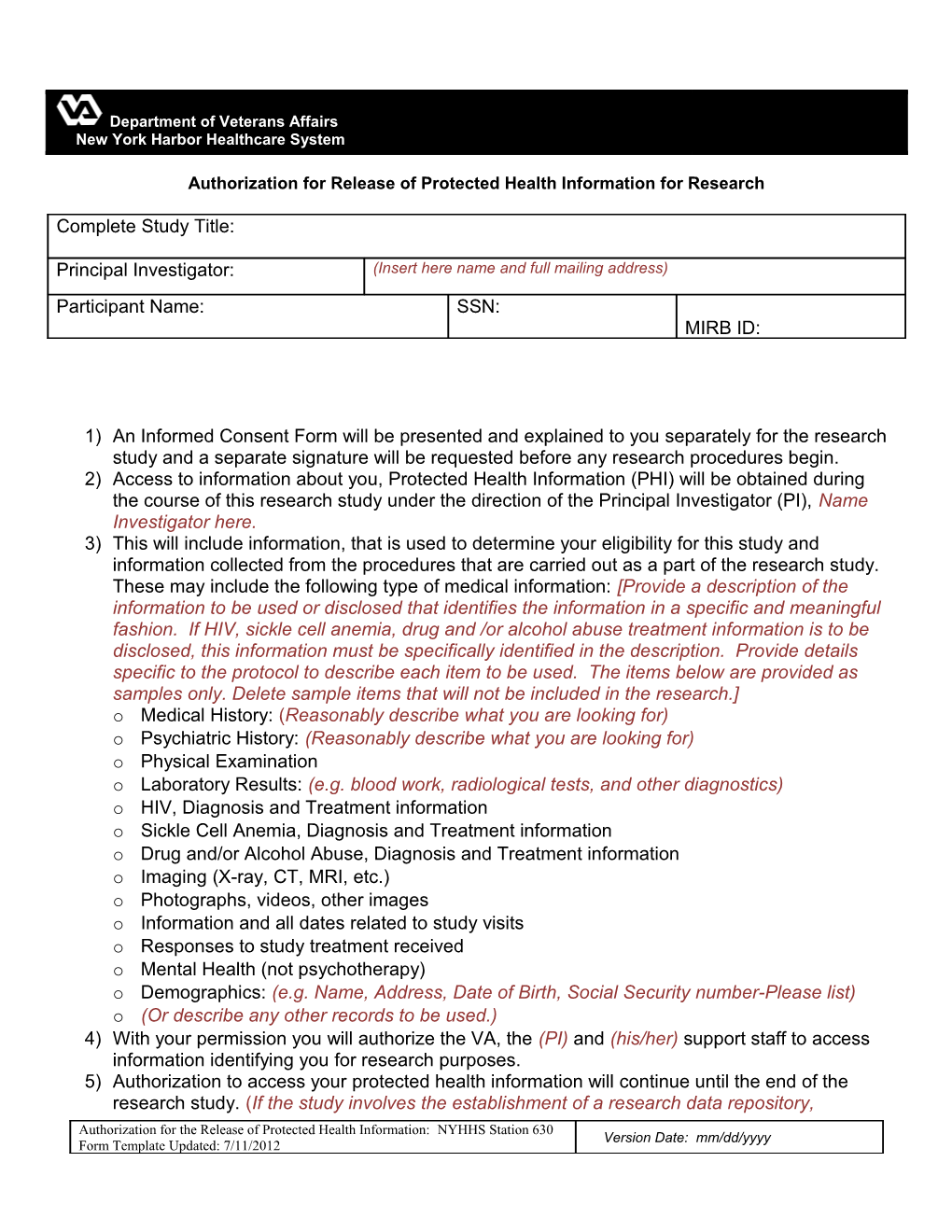 HIPAA Authorization For Research