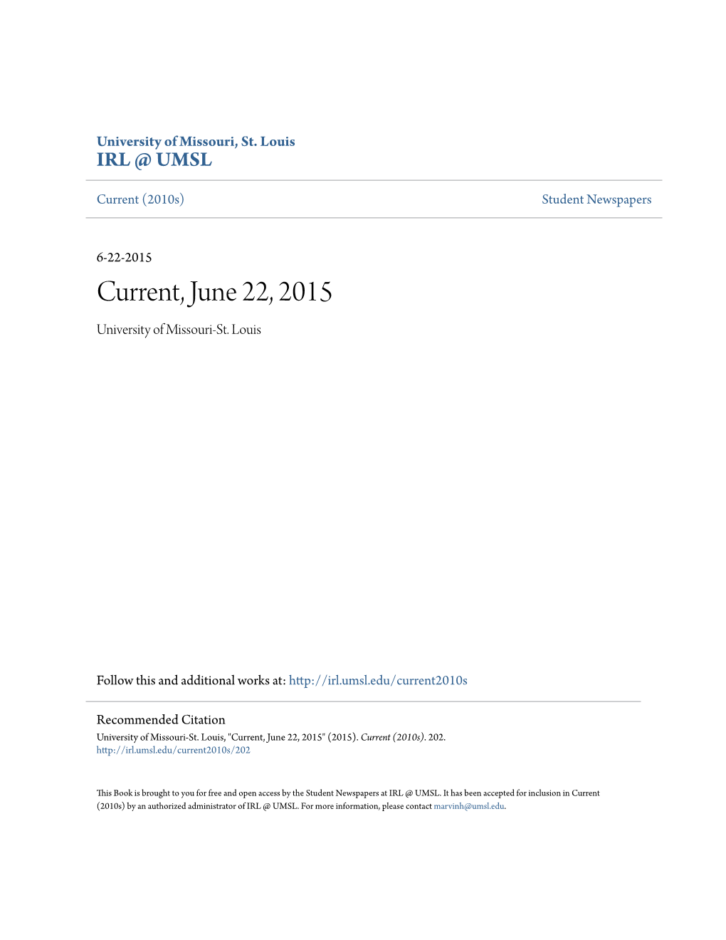 Current, June 22, 2015 University of Missouri-St