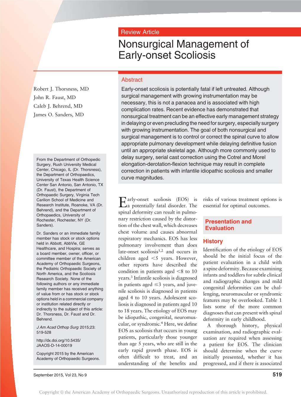 Nonsurgical Management of Early-Onset Scoliosis