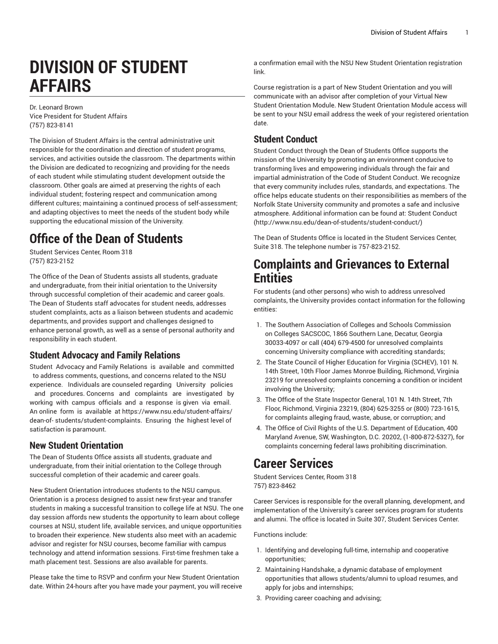 Division of Student Affairs 1