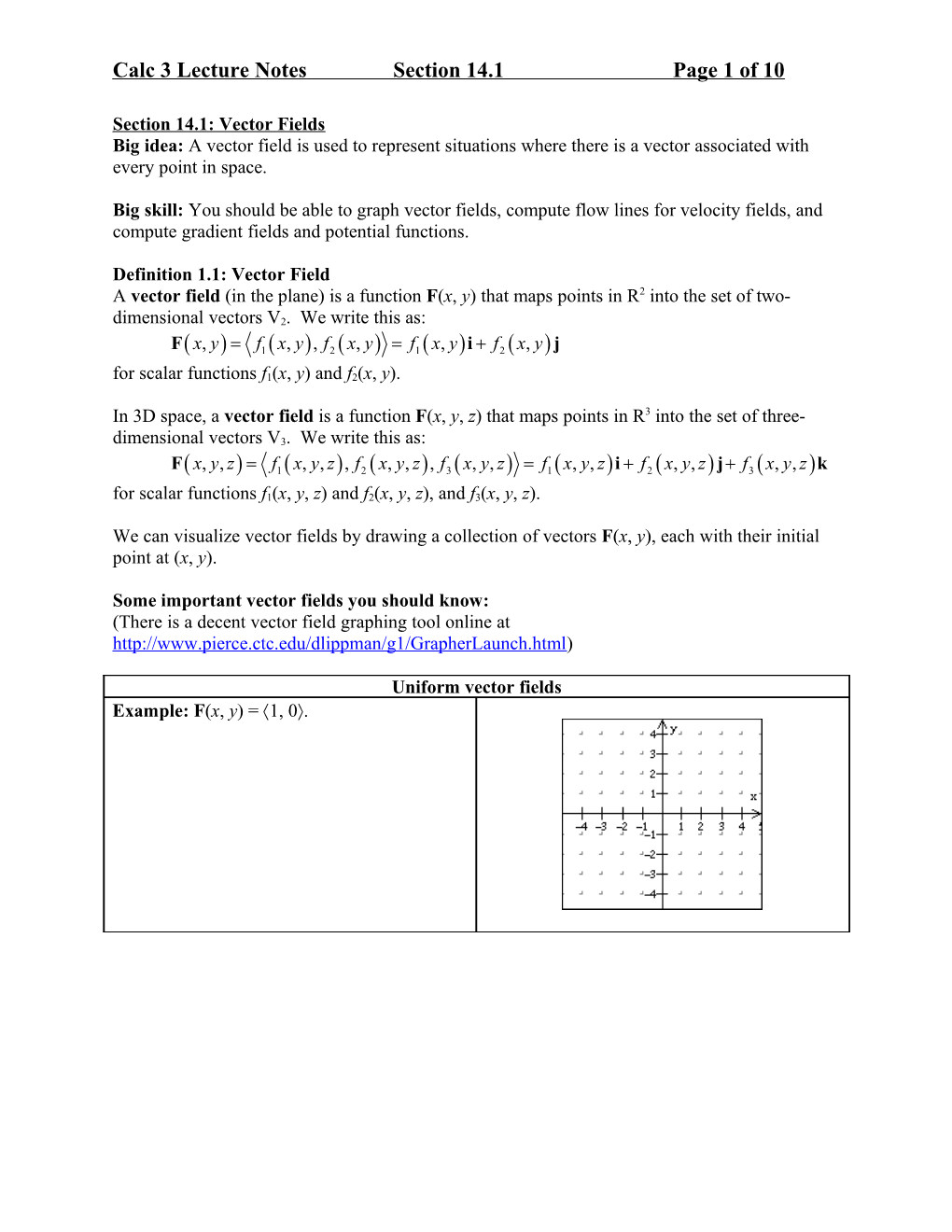 Calculus 3 Lecture Notes, Section 14.1