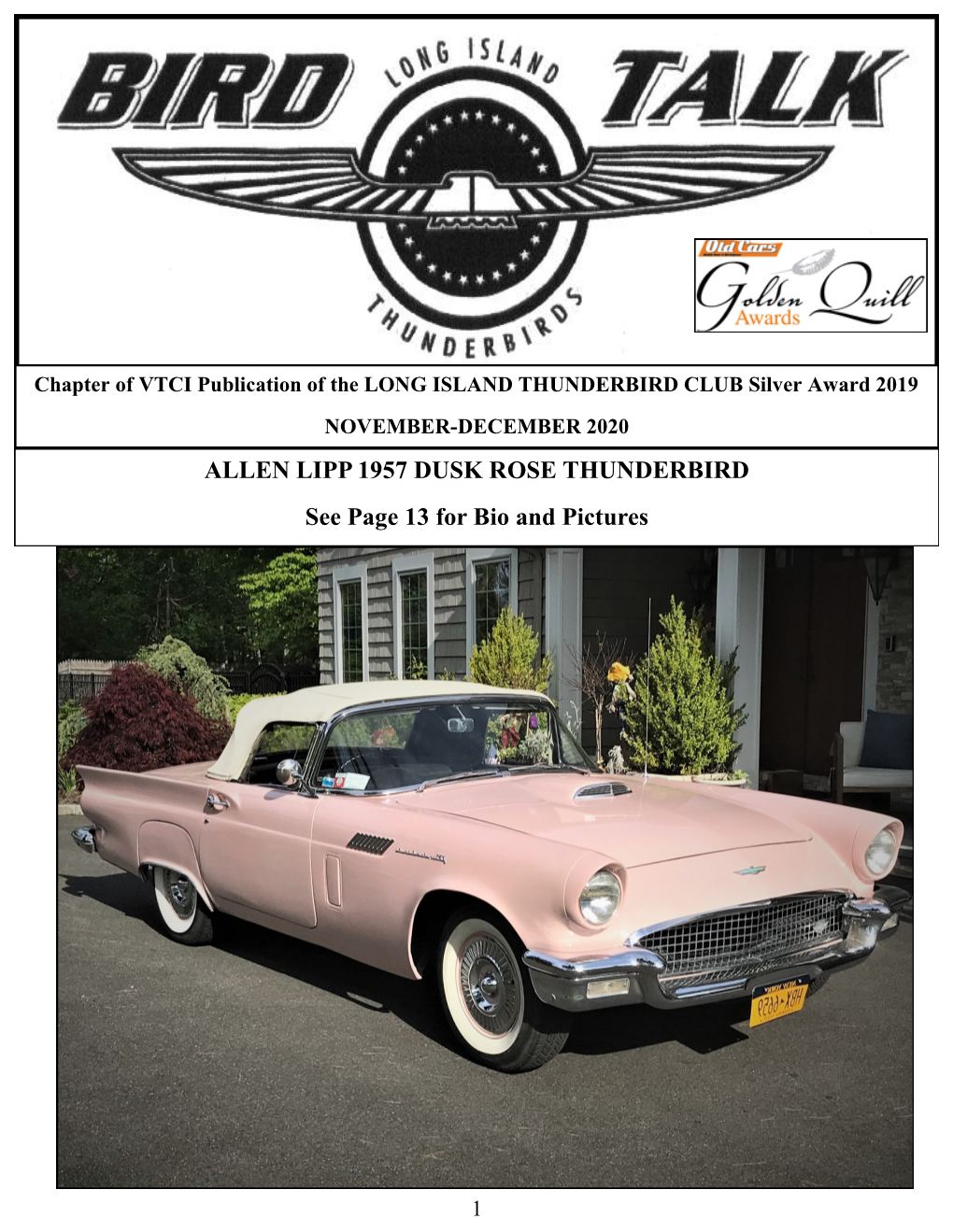 ALLEN LIPP 1957 DUSK ROSE THUNDERBIRD See Page 13 for Bio and Pictures