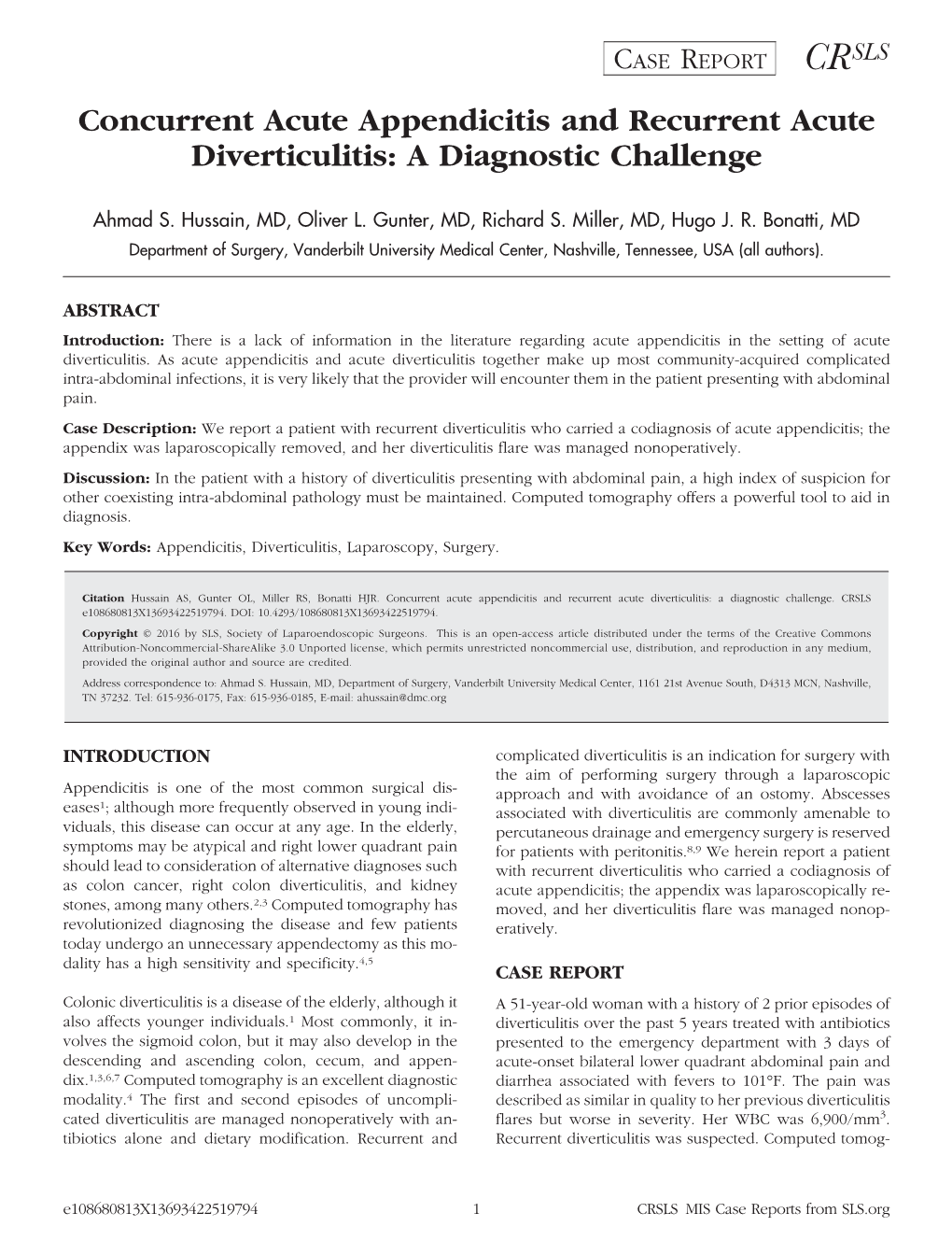 Concurrent Acute Appendicitis and Recurrent Acute Diverticulitis: a Diagnostic Challenge