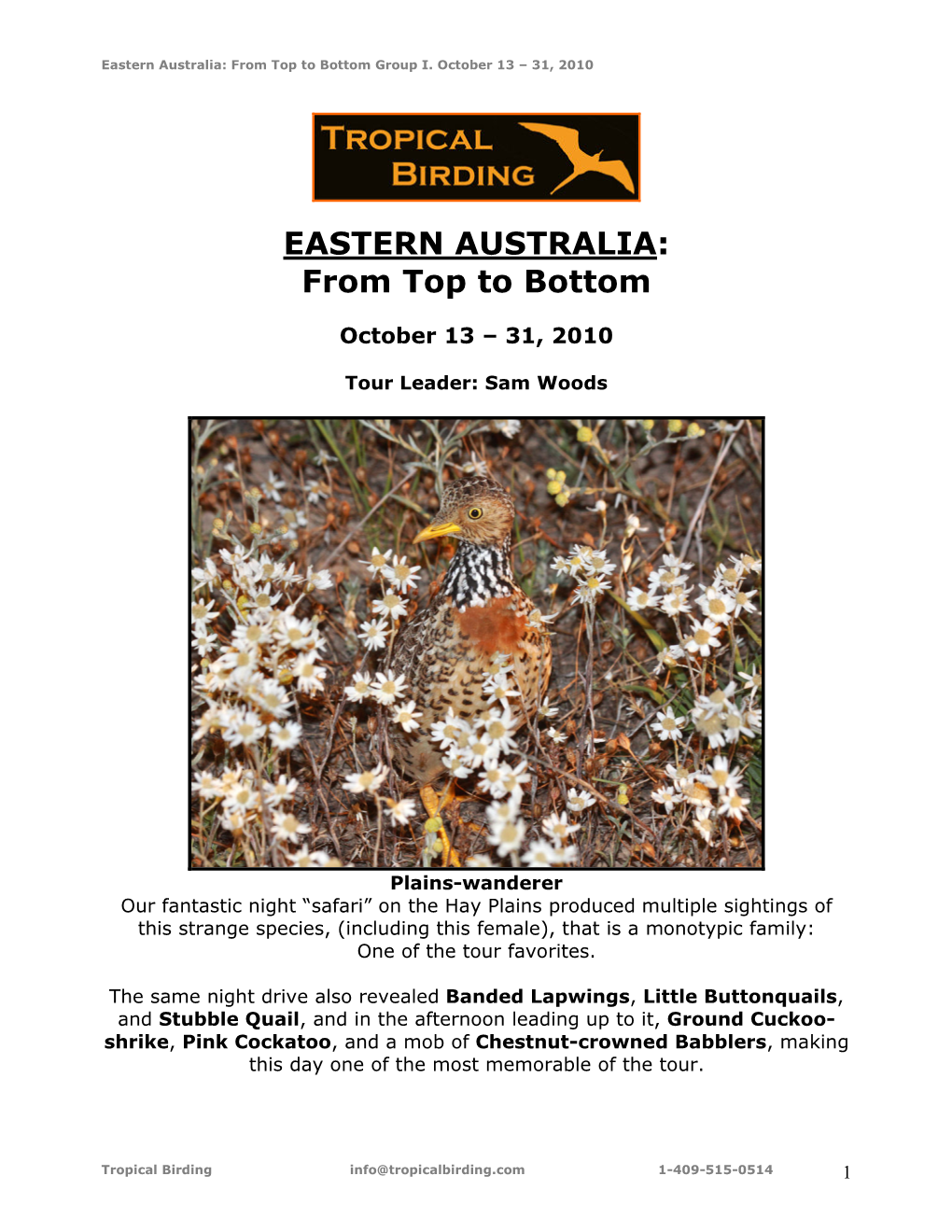 Eastern Australia: from Top to Bottom Group I