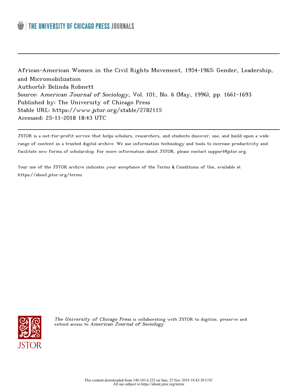 African-American Women in the Civil Rights Movement, 1954-1965