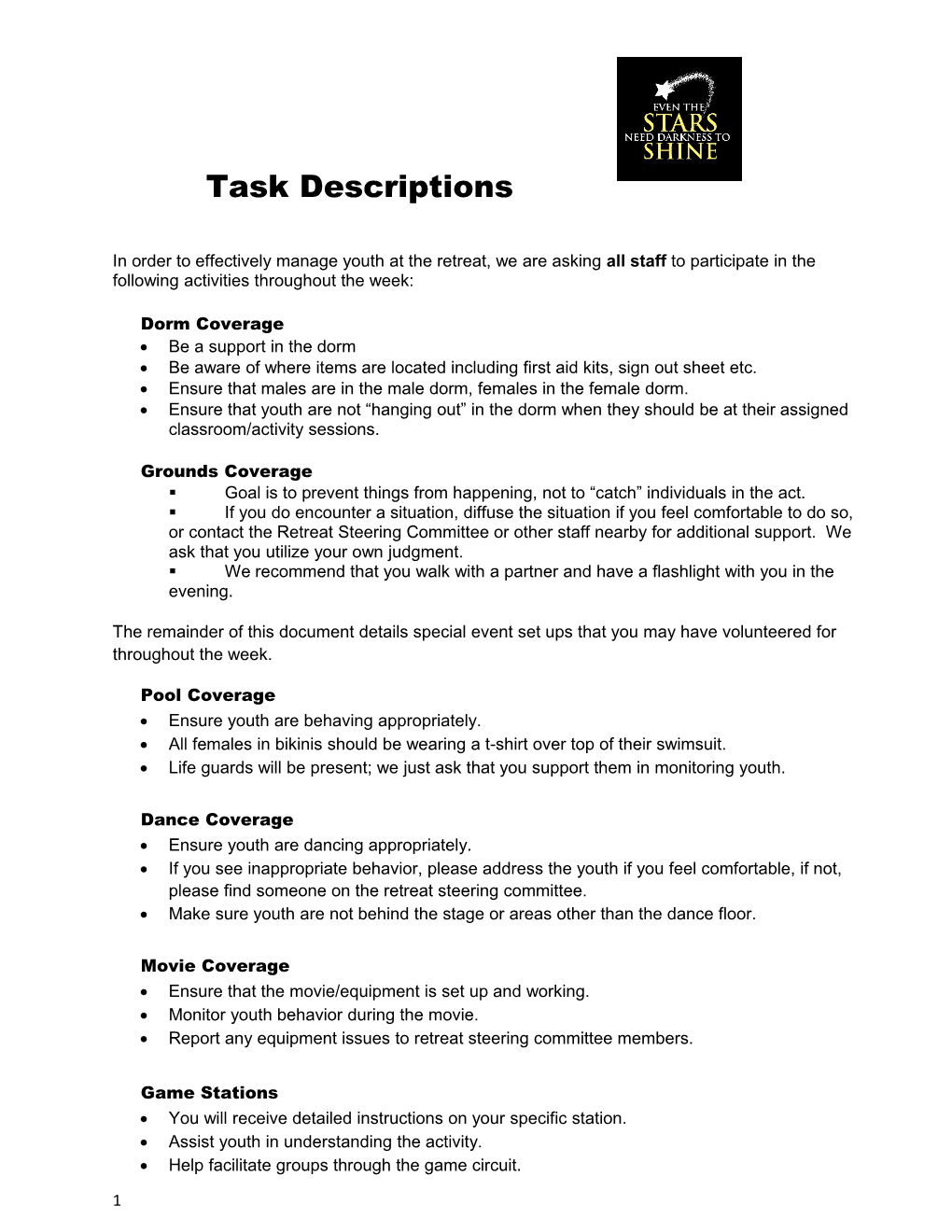 Task Descriptions