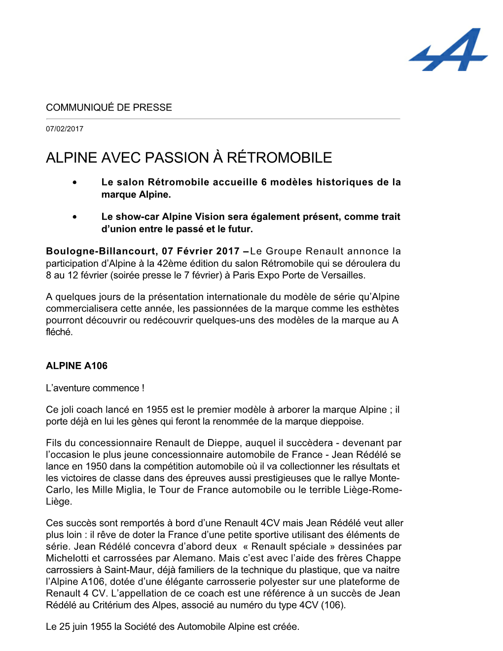 Alpine Avec Passion À Rétromobile