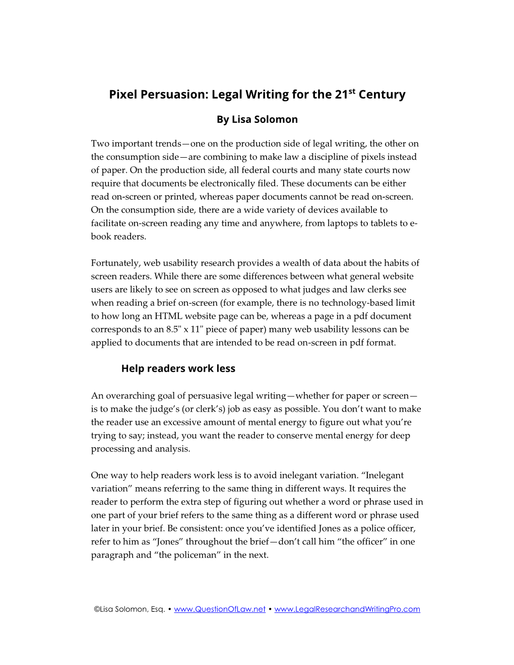 Pixel Persuasion: Legal Writing for the 21St Century