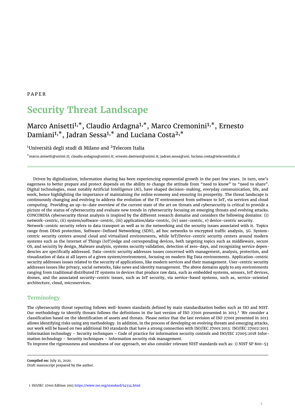 Security Threat Landscape