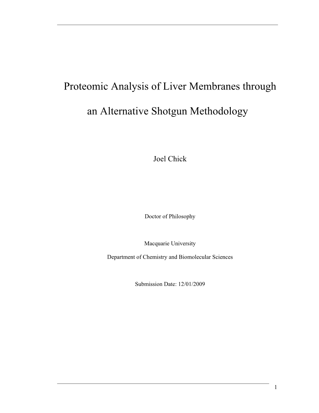 Proteomic Analysis of Liver Membranes Through an Alternative