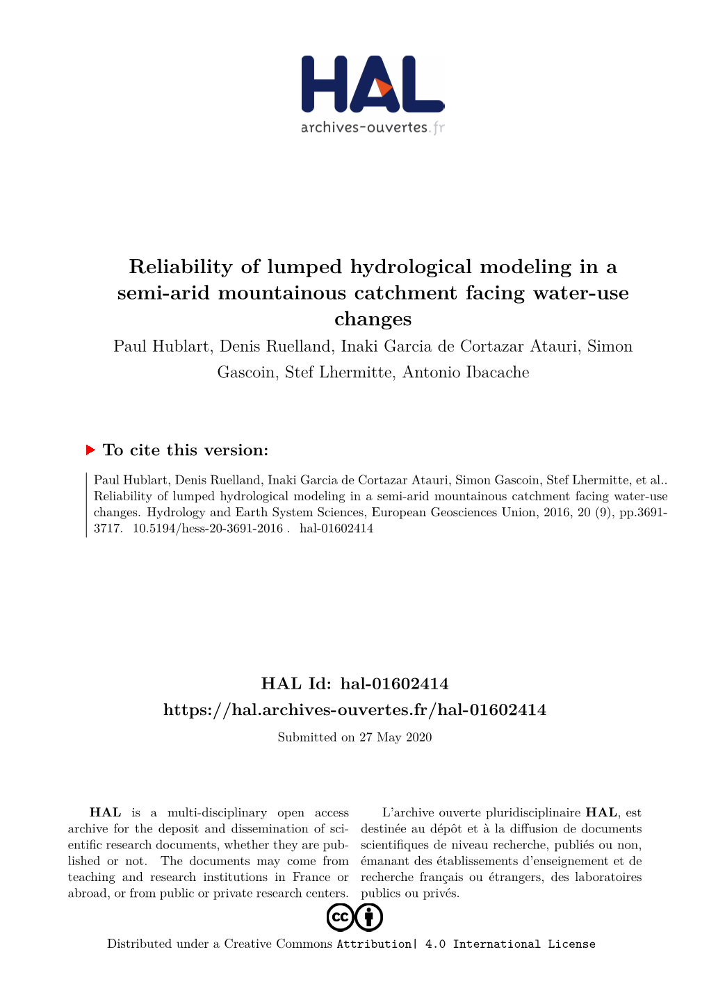 Reliability of Lumped Hydrological Modeling in a Semi-Arid