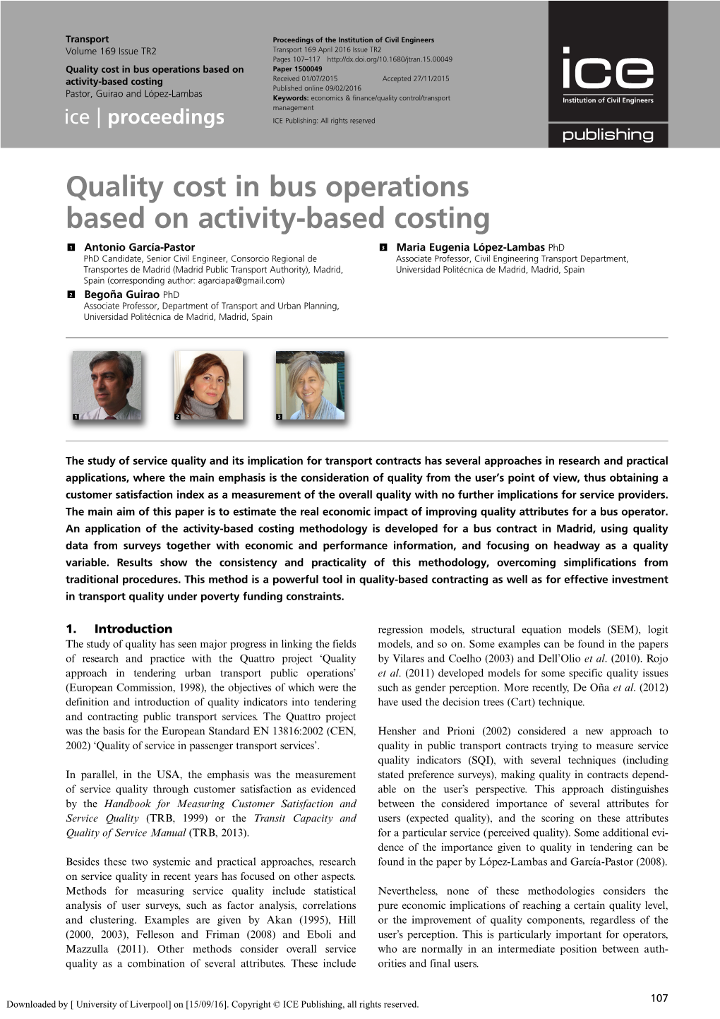 Quality Cost in Bus Operations Based on Activity-Based Costing