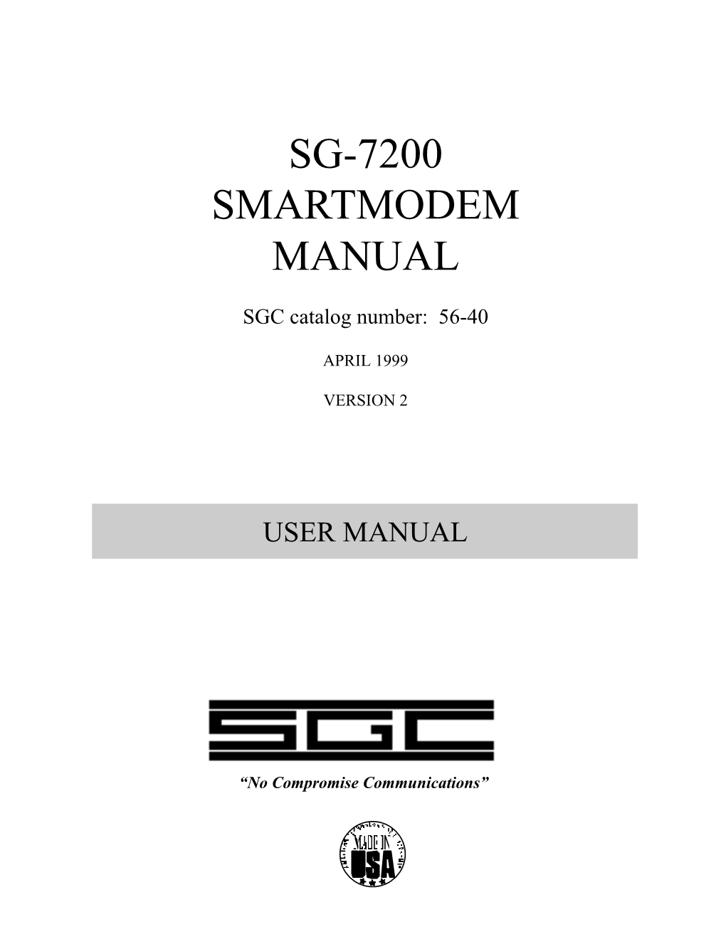 Sg-7200 Smartmodem Manual