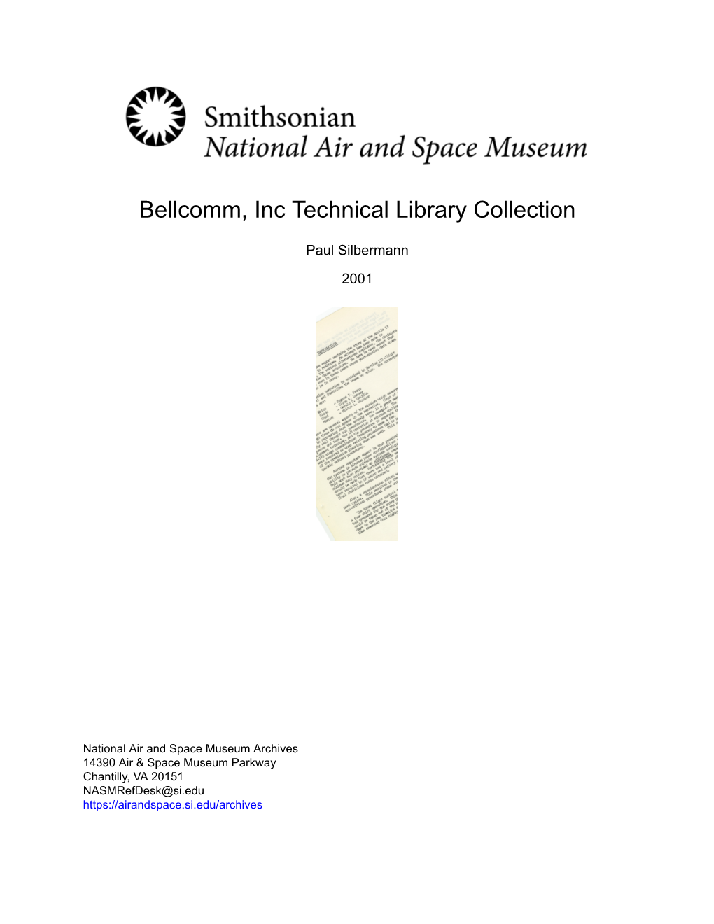 Bellcomm, Inc Technical Library Collection