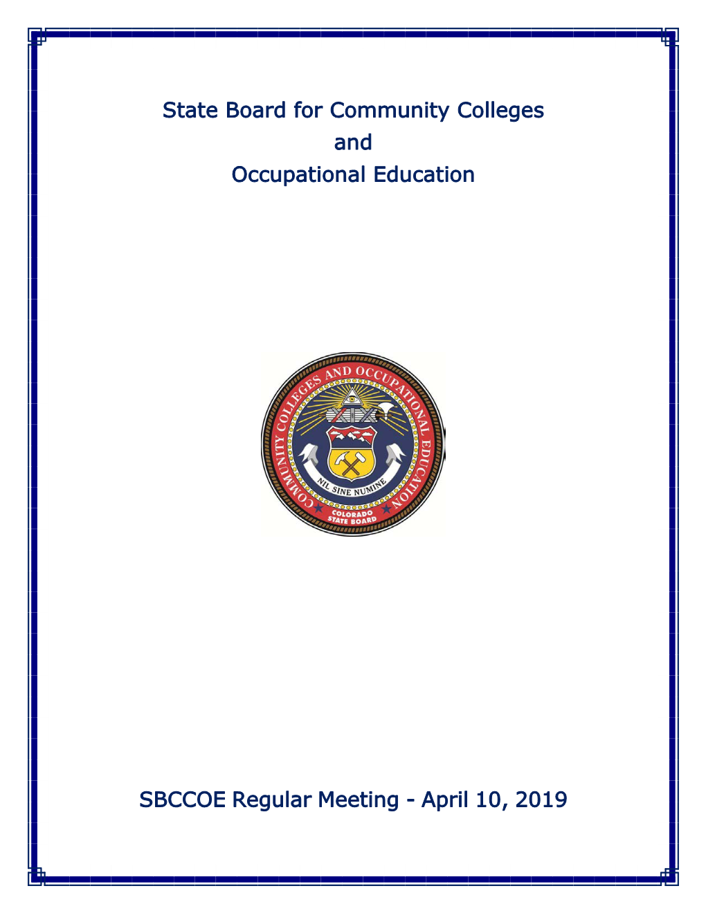 April 10, 2019 SBCCOE