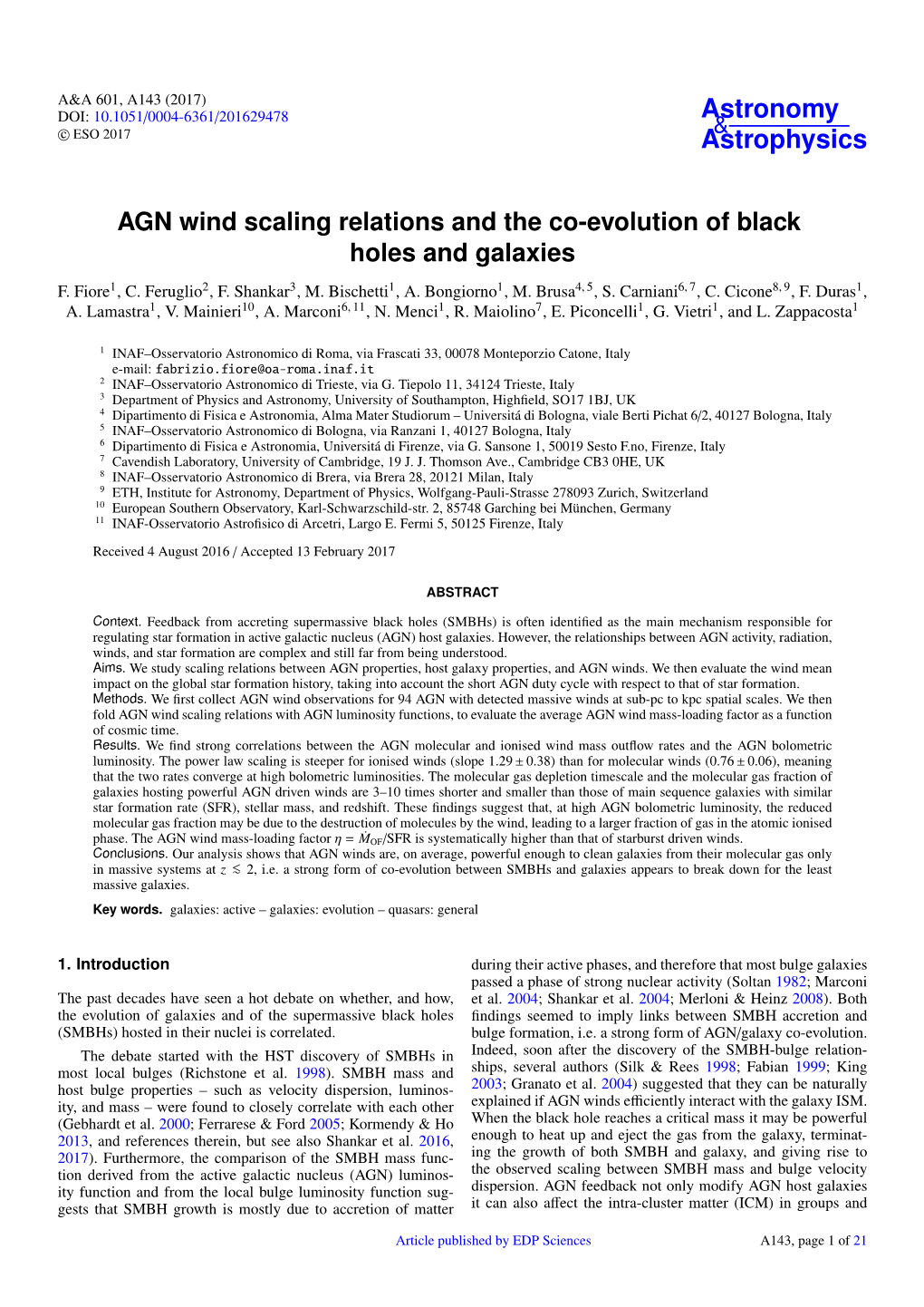 AGN Wind Scaling Relations and the Co-Evolution of Black Holes and Galaxies F