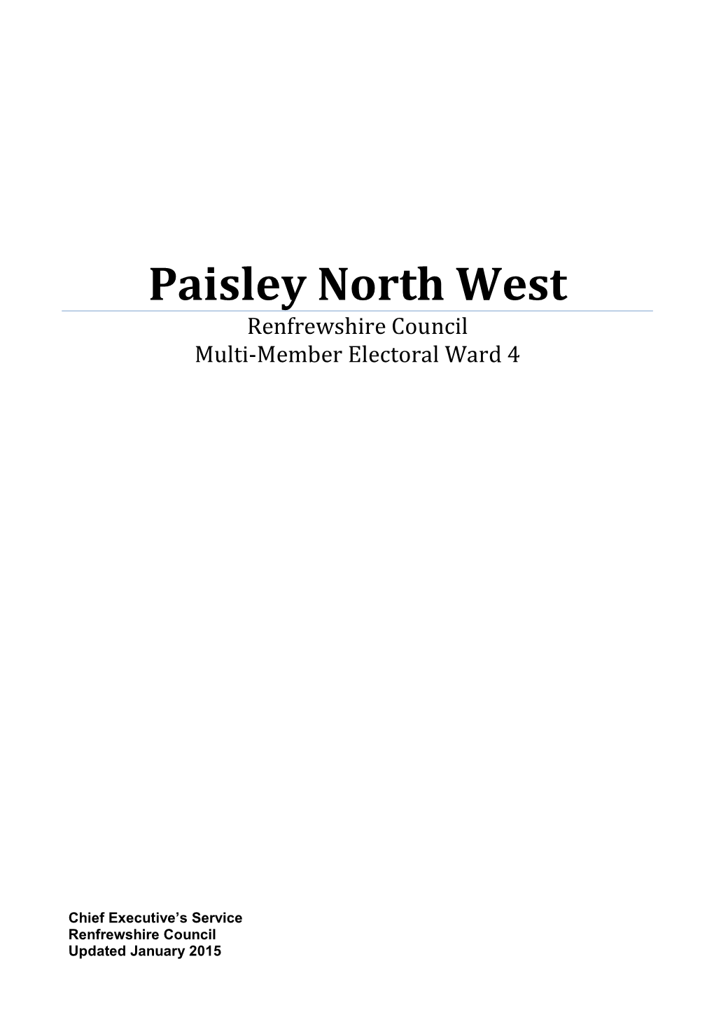 Paisley North West Renfrewshire Council Multi-Member Electoral Ward 4