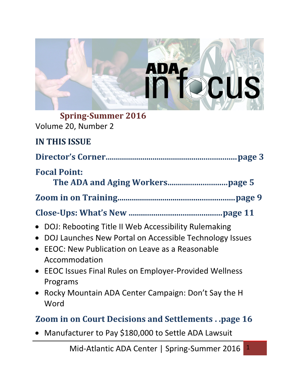 Focal Point: the ADA and Aging Workers Page 5