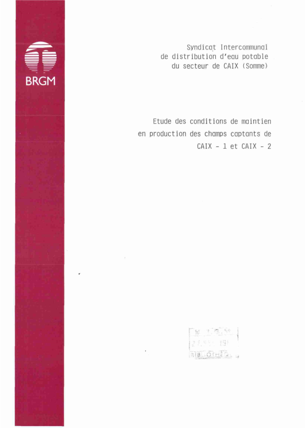 Syndicat Intercommunal De Distribution D'eau Potable Du Secteur De CAIX (Somme)