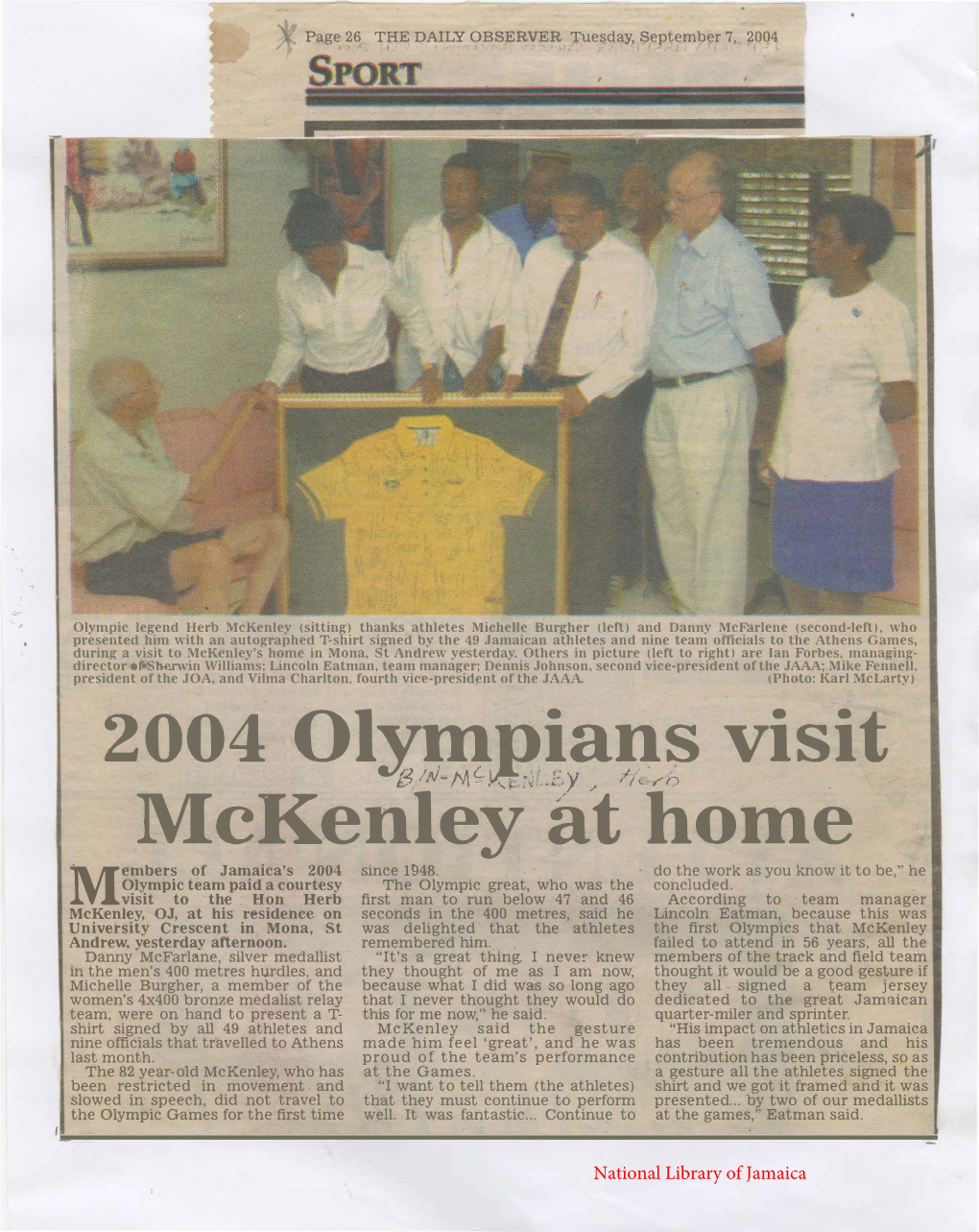 2004 Olympians Visit Mckenley at Home