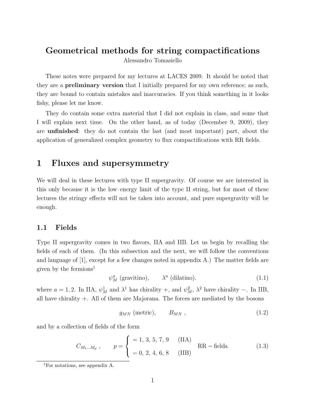 Geometrical Methods for String Compactifications