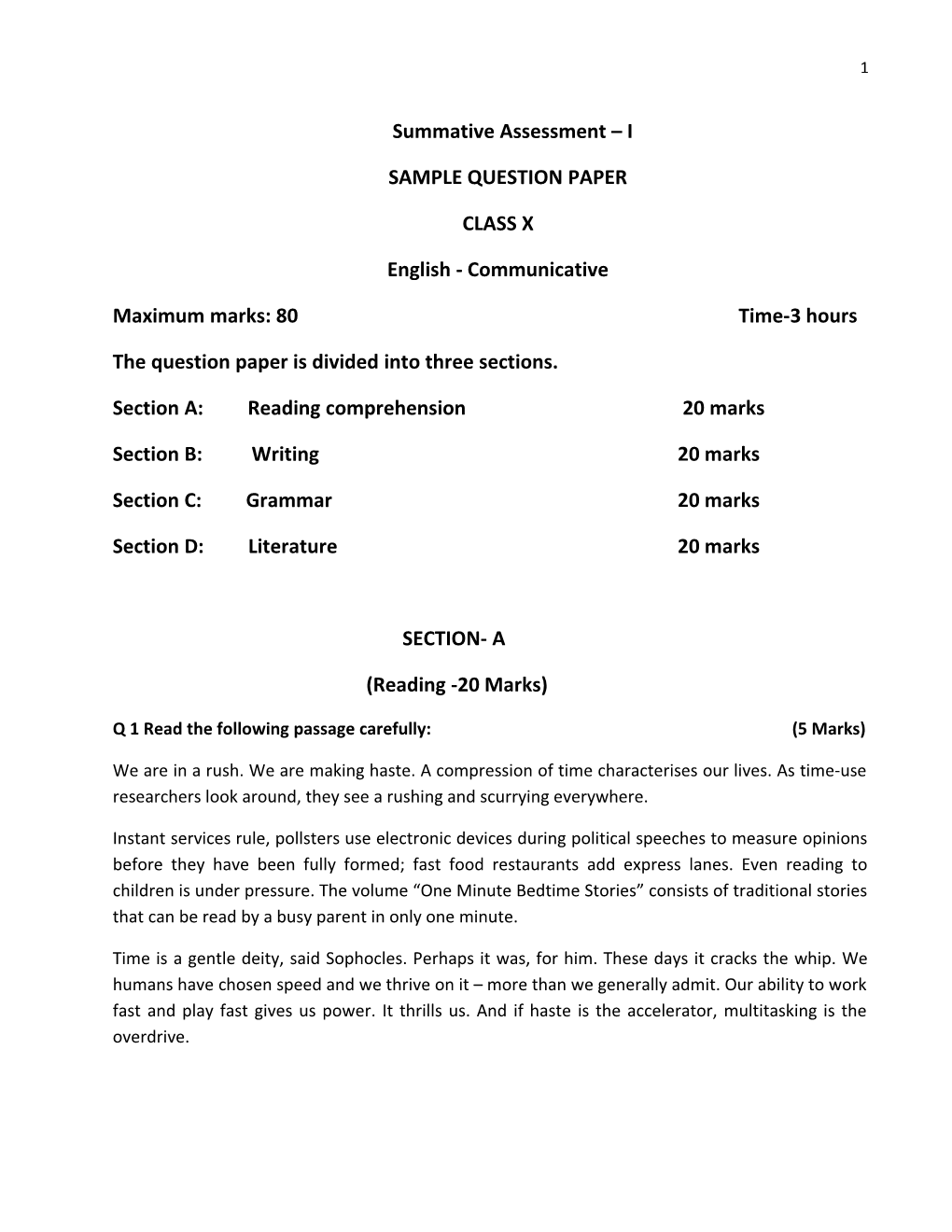 The Question Paper Is Divided Into Three Sections