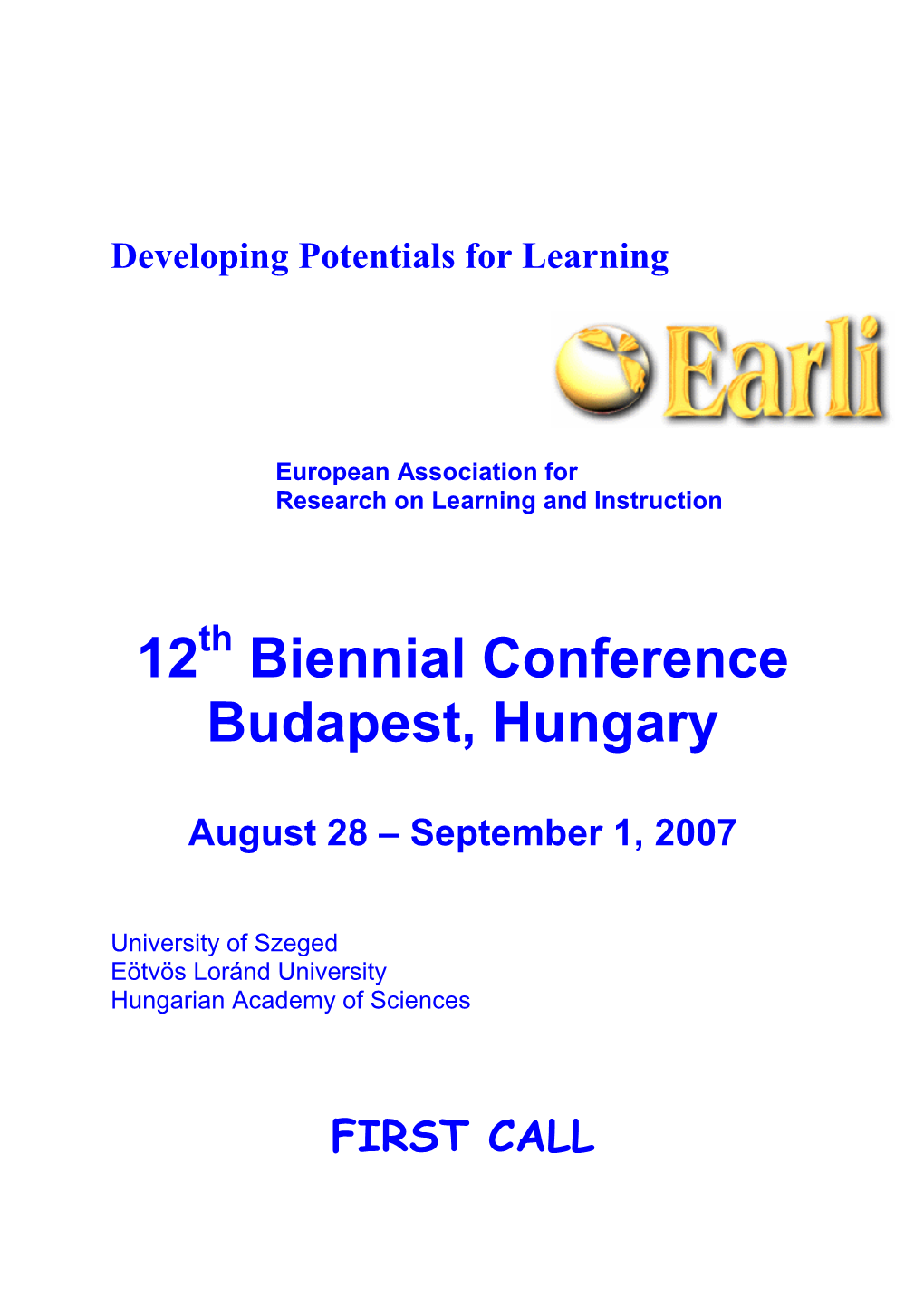 12 Biennial Conference Budapest, Hungary