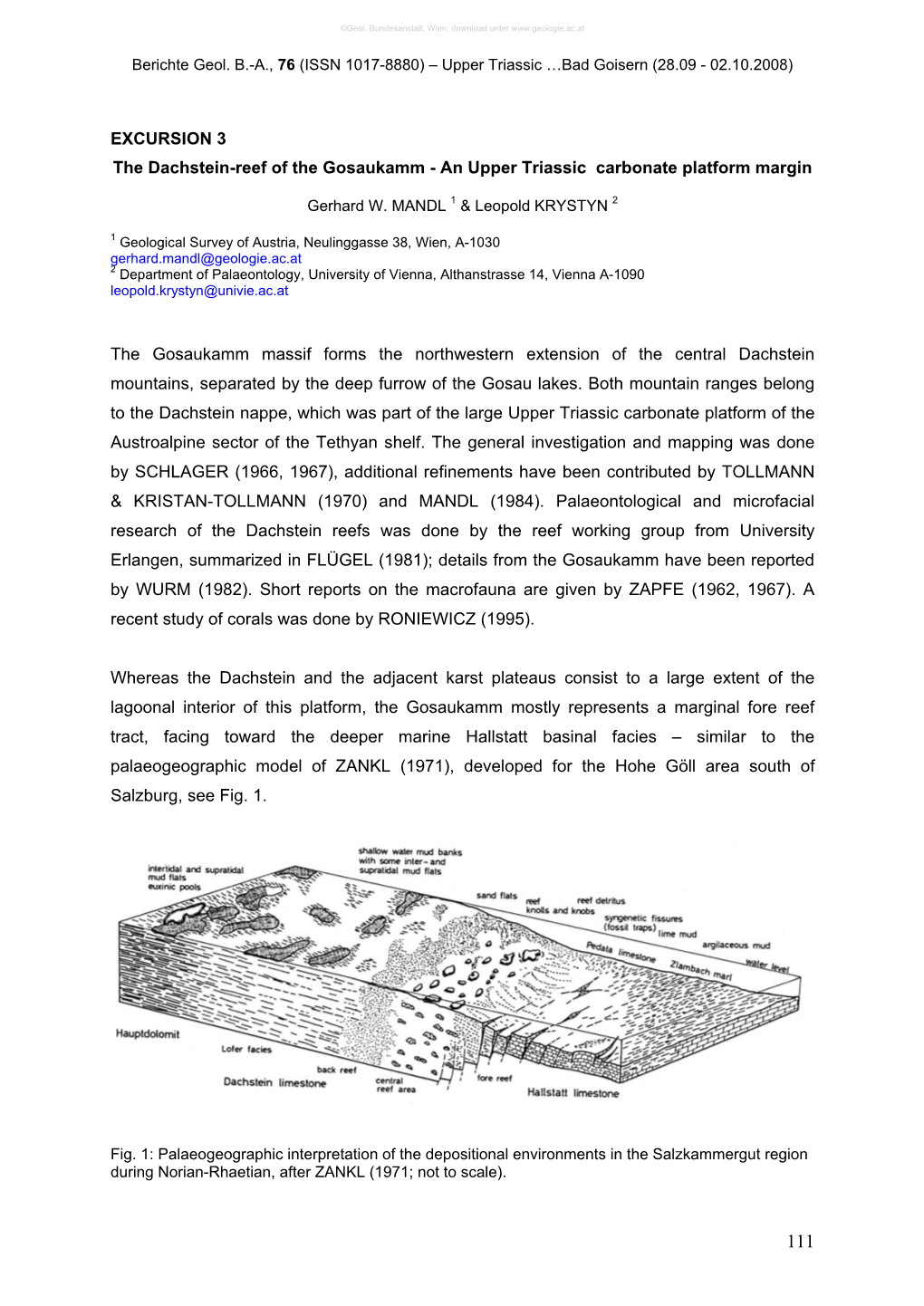 An Upper Triassic Carbonate Platform Margin the Gosaukamm Massif Forms the No