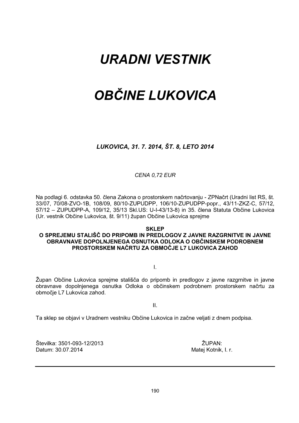 Uradni Vestnik Občine Lukovica