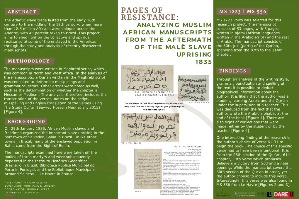 Analyzing Muslim African Manuscripts from the Aftermath of the Malê Slave