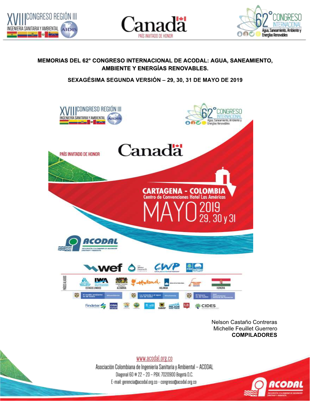 Memorias Del 62° Congreso Internacional De Acodal: Agua, Saneamiento, Ambiente Y Energías Renovables