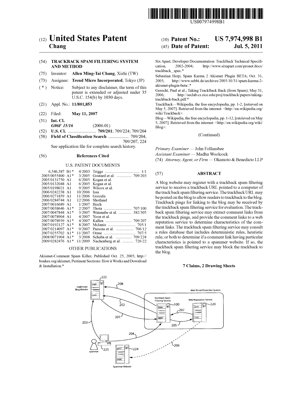 (12) United States Patent (10) Patent N0.: US 7,974,998 B1 Chang (45) Date of Patent: Jul