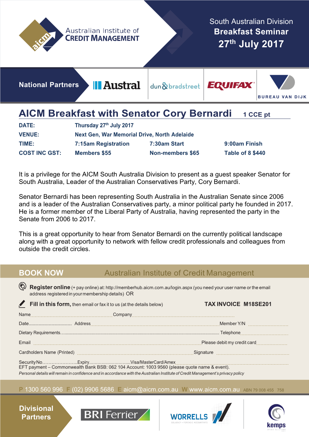 27Th July 2017 AICM Breakfast with Senator Cory Bernardi 1 CCE Pt