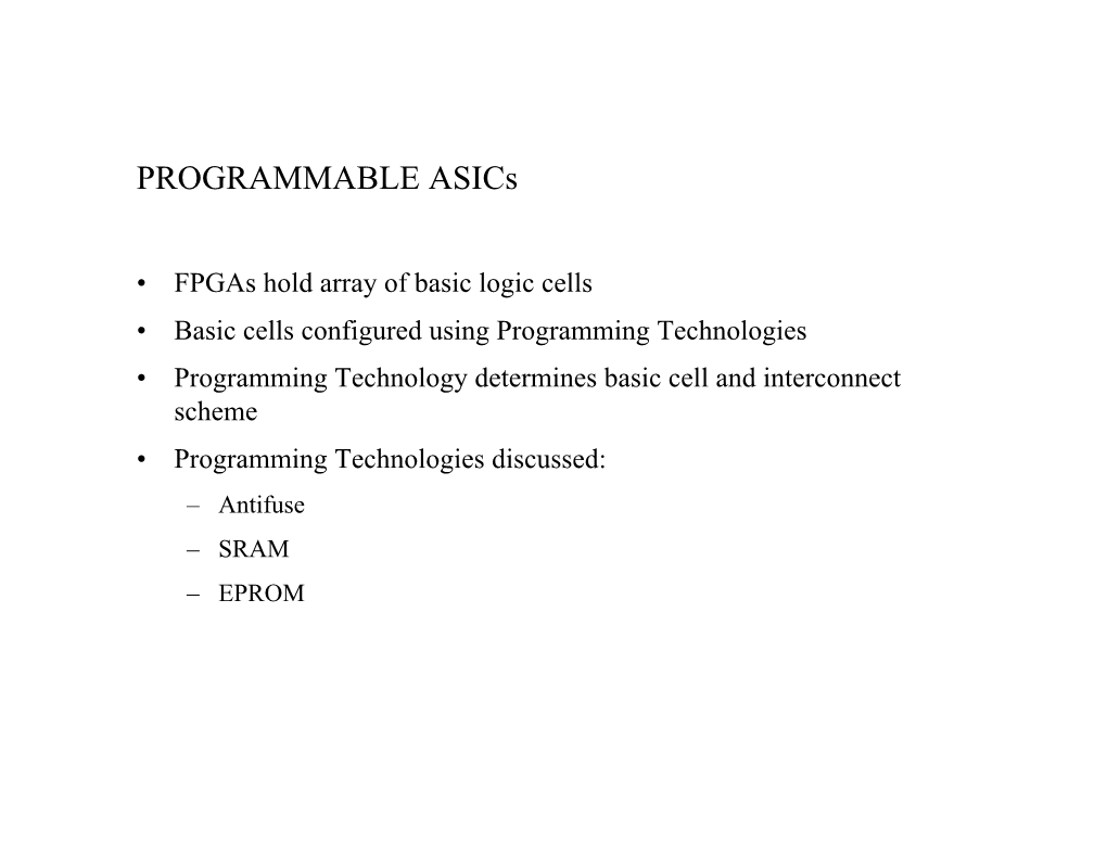 PROGRAMMABLE Asics