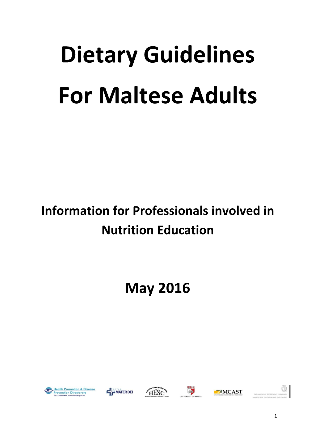 Dietary Guidelines for Maltese Adults