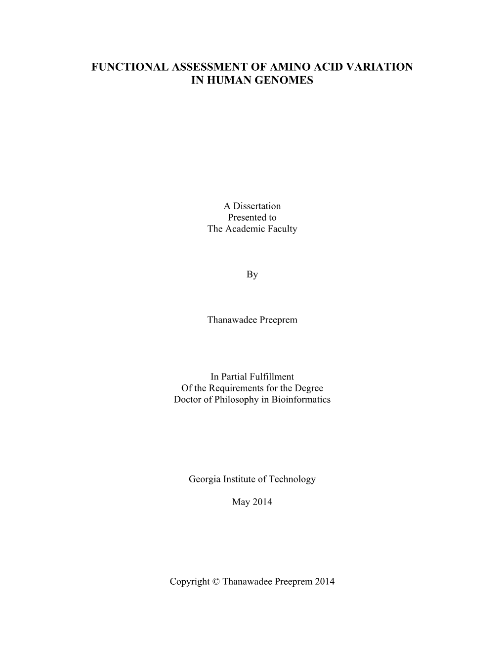 Functional Assessment of Amino Acid Variation in Human Genomes