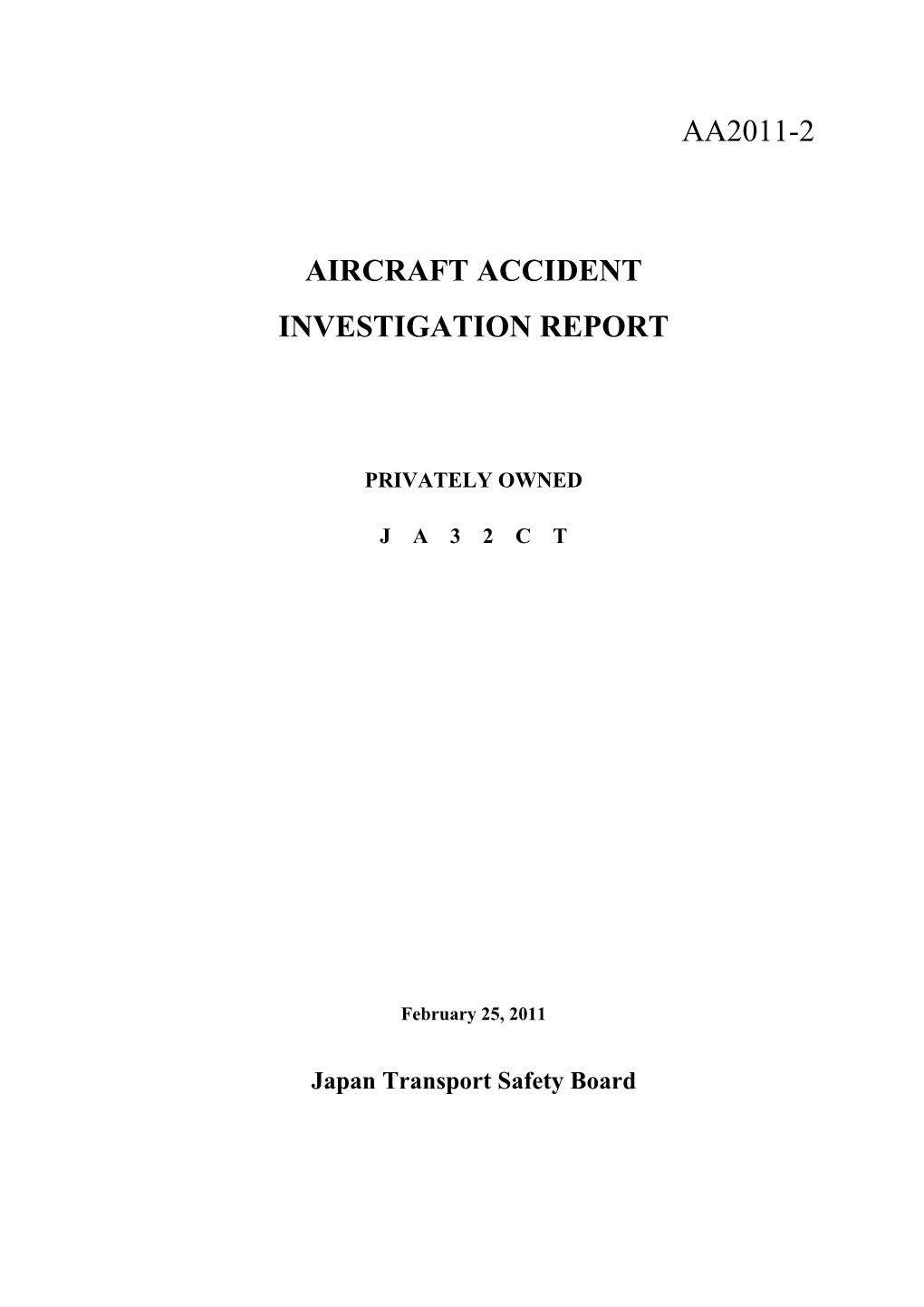 Aircraft Accident Investigation Report