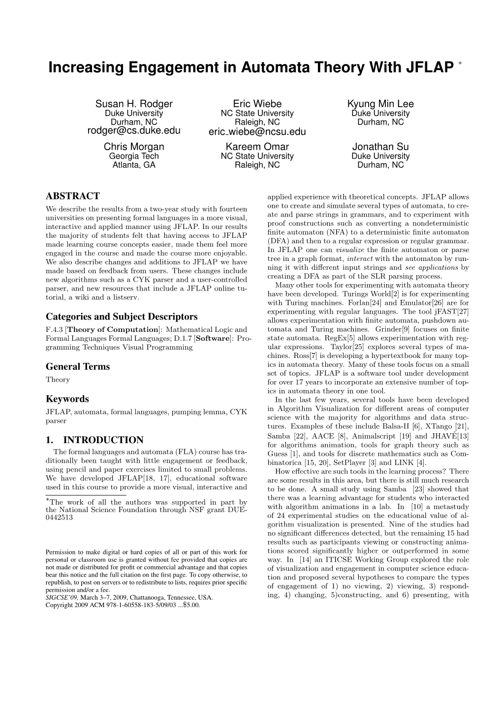 Increasing Engagement in Automata Theory with JFLAP ∗