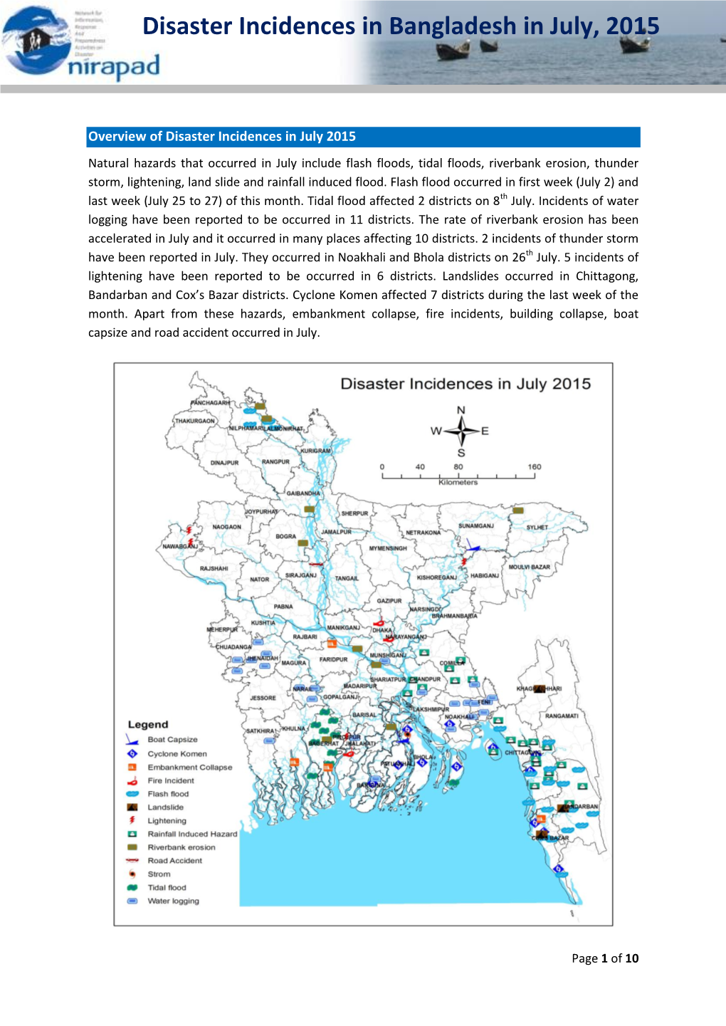 Disaster Incidences in Bangladesh in July, 2015