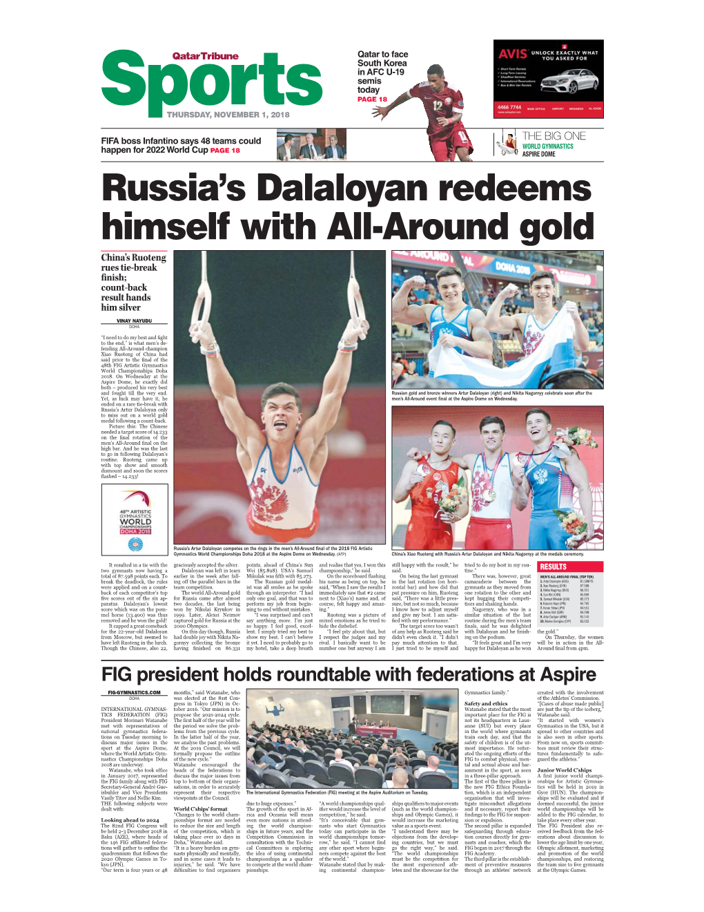 Russia's Dalaloyan Redeems Himself with All-Around Gold